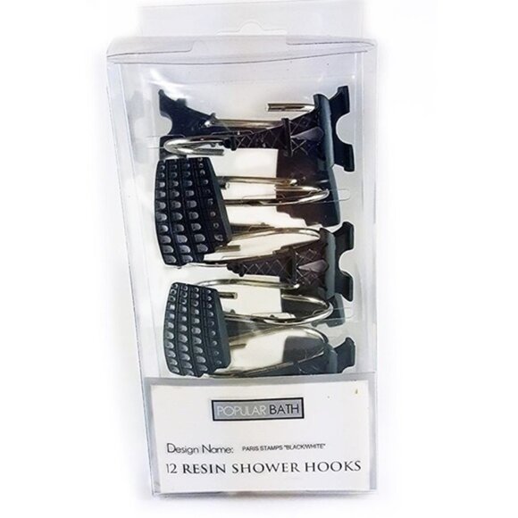 Paris Eiffel Tower Shower Curtain Hooks Parisian French Decor Set of 12 - Picture 2 of 14